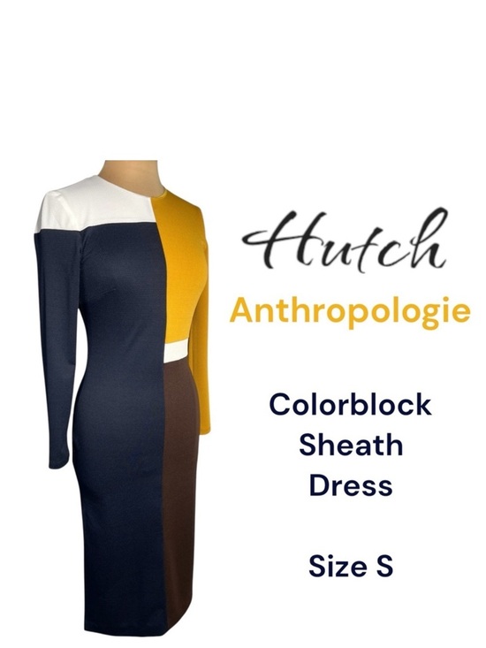 Anthropologie Dresses & Skirts - Anthropologie Hutch multicolor color block fitted sheath midi dress Size S